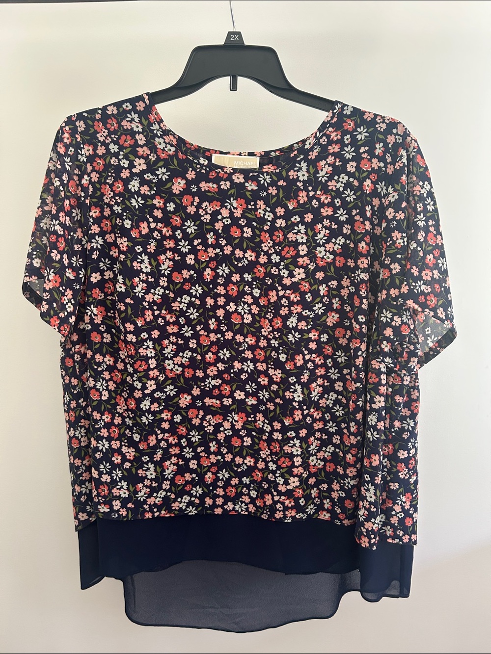 Micheal Kors - Navy Floral Short-Sleeve Blouse NEW W/ TAGS